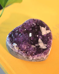 Amethyst w Calcite Druzy Heart
