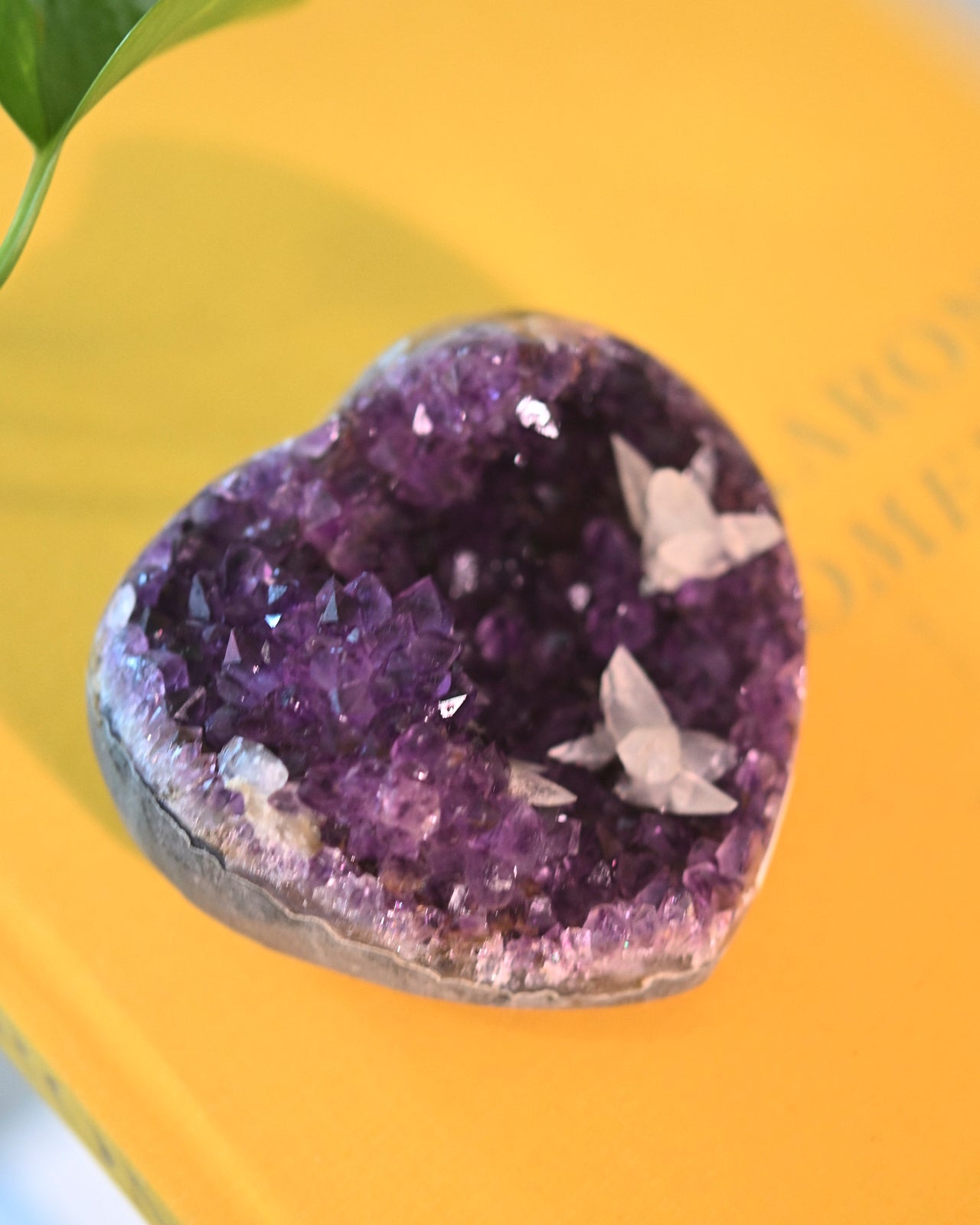 Amethyst w Calcite Druzy Heart