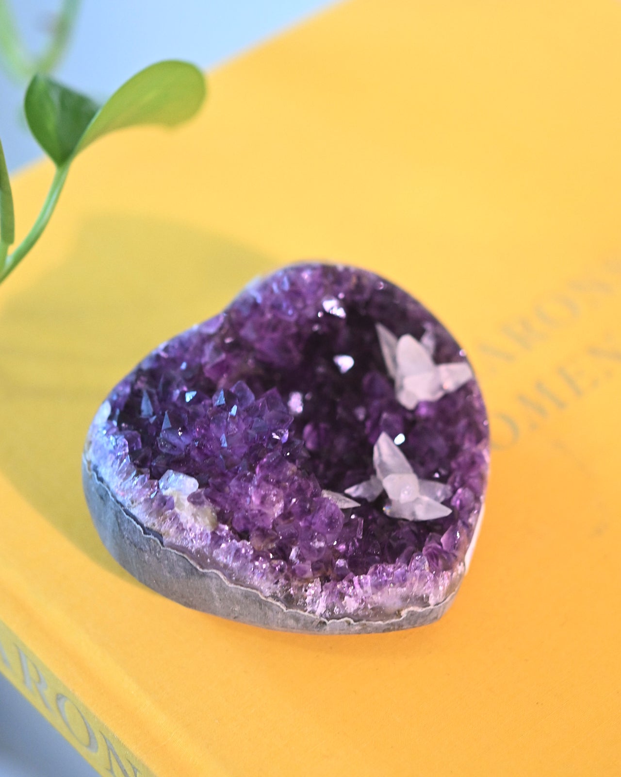 Amethyst w Calcite Druzy Heart