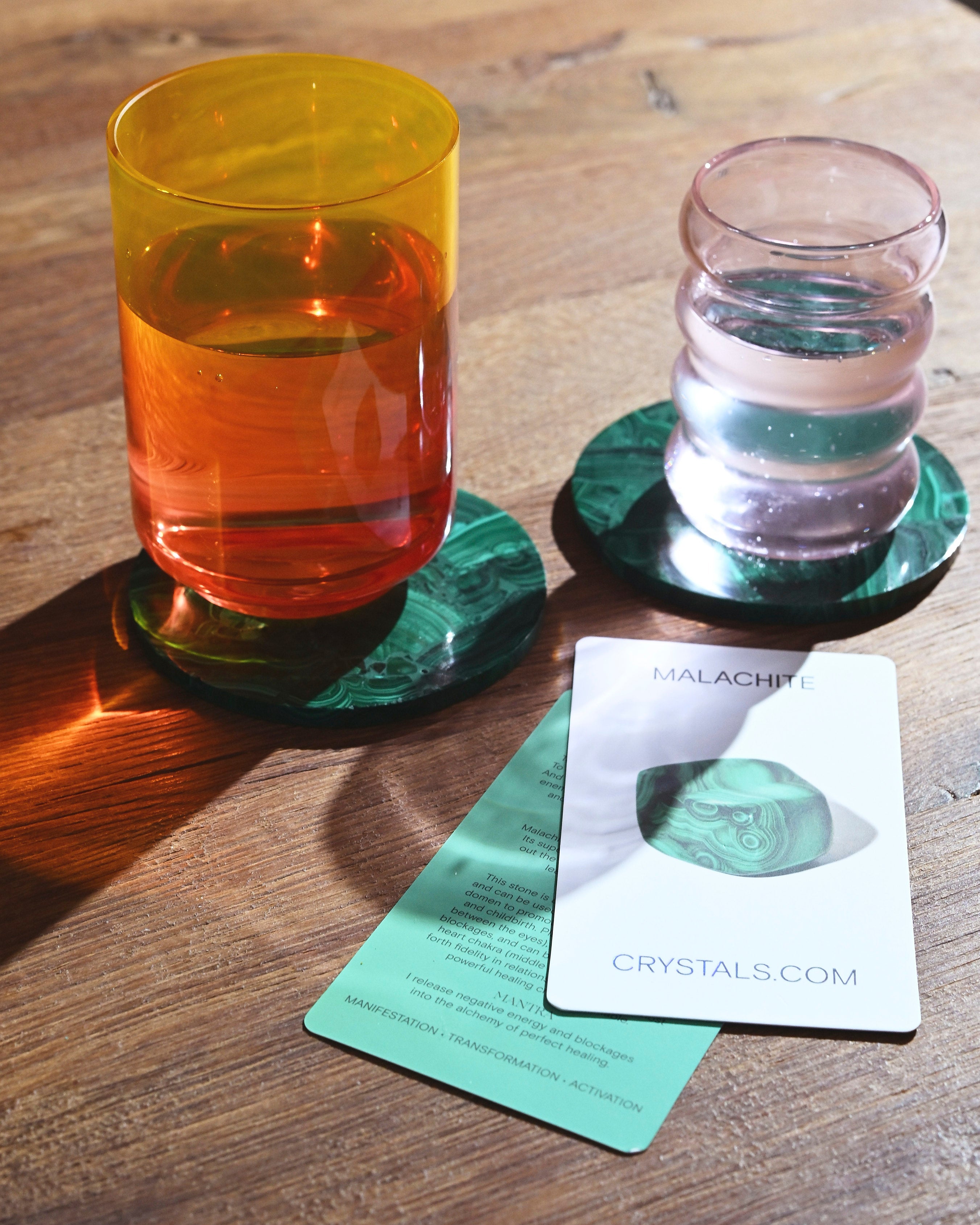 Genuine Malachite Coaster 2pc Set