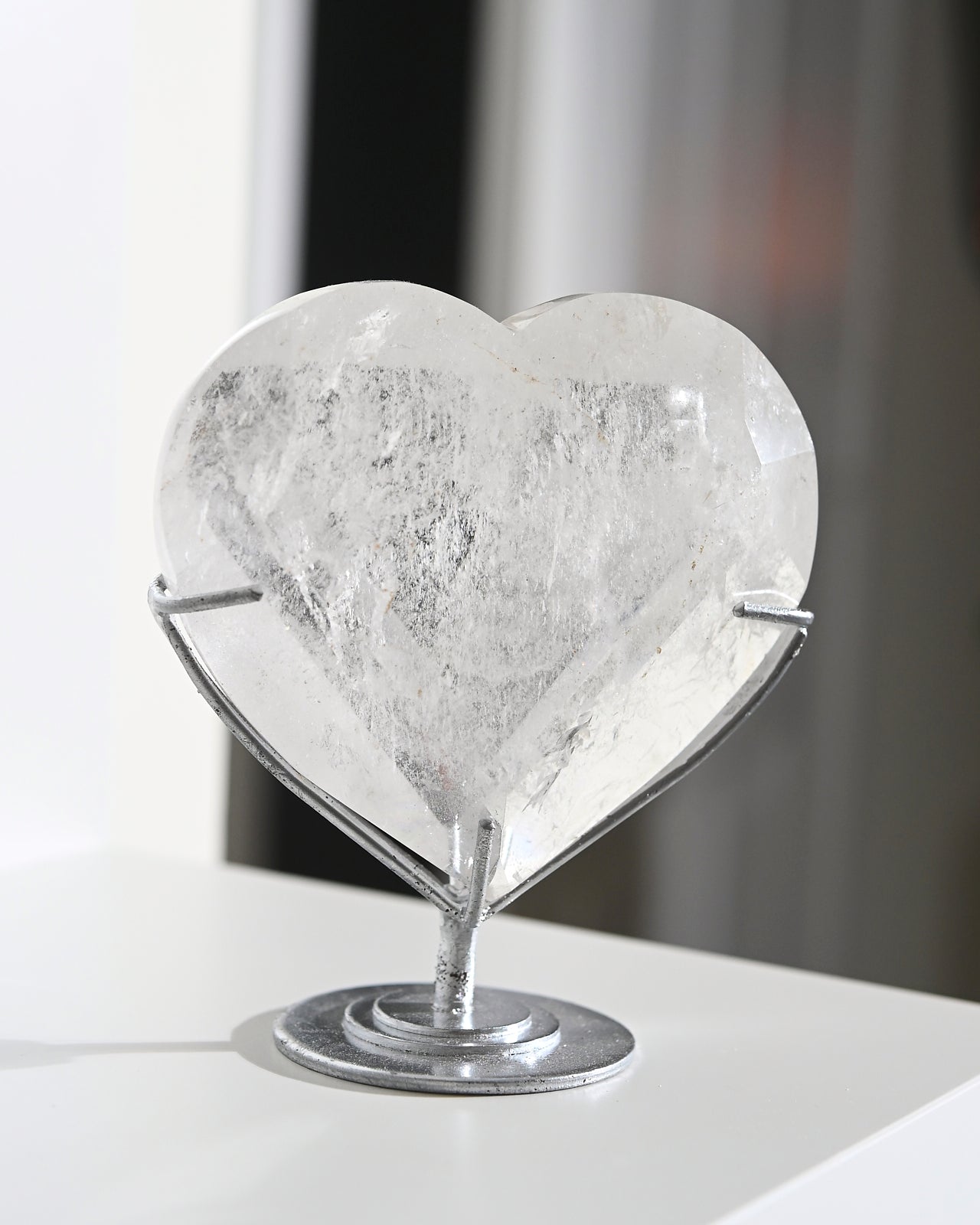 Clear Quartz Heart On Stand