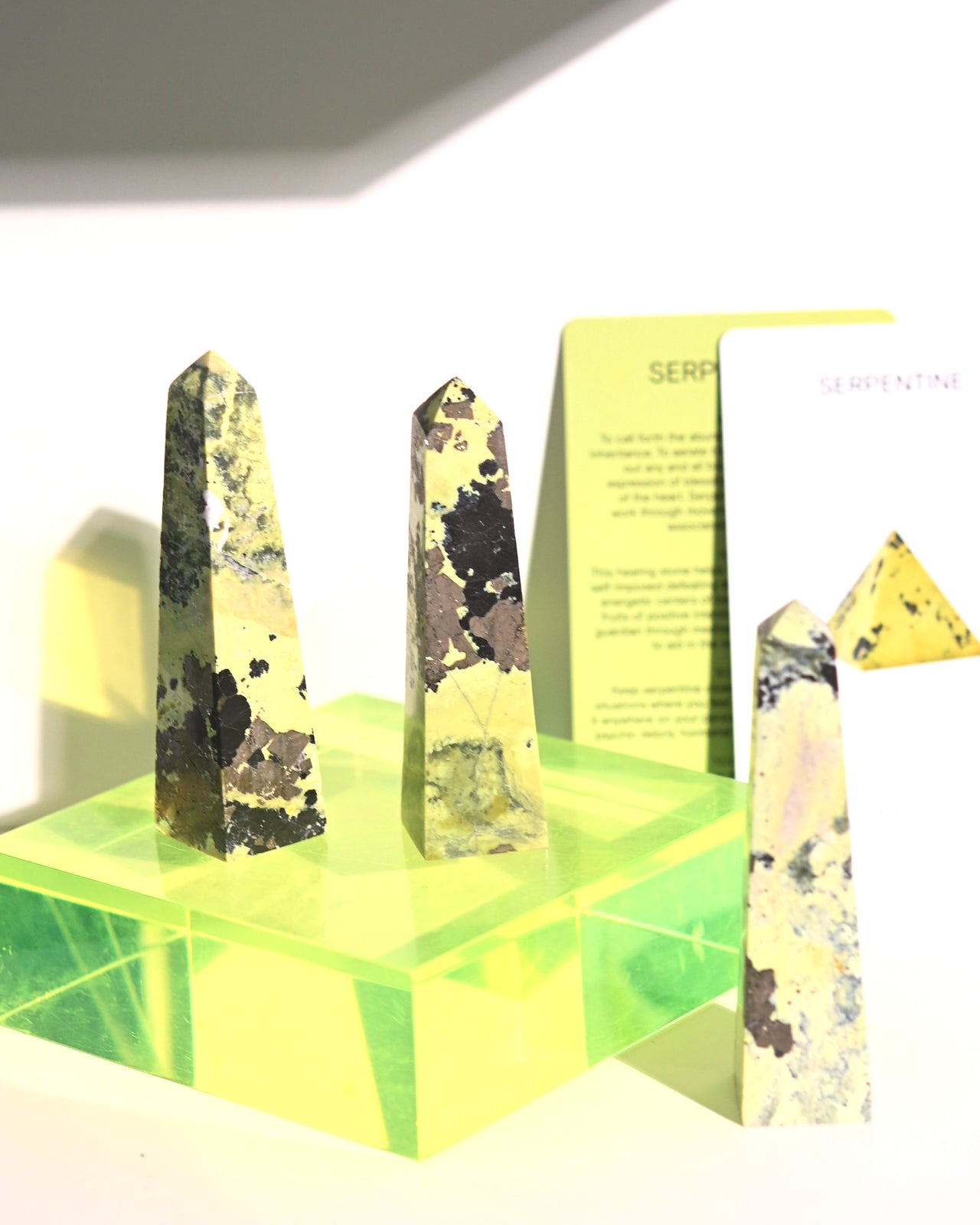 Serpentine w pyrite Obelisk 4 inch