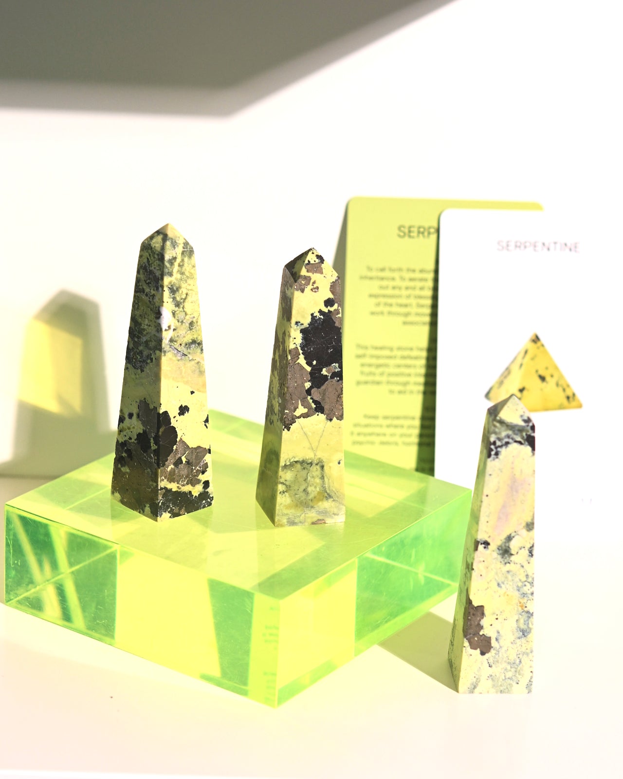 Serpentine w pyrite Obelisk 4 inch